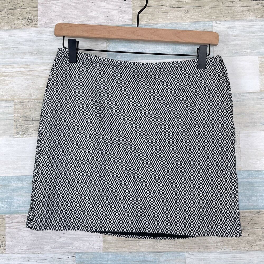 GAP Textured Mini Skirt Black White Geo Print Lined Cotton Casual Womens 0